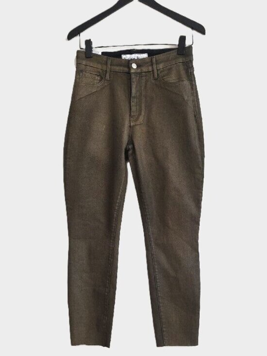 Frank & Eileen Denim - NEW $298 FRANK & EILEEN SLIGO SKINNY JEANS IN BROWN GOLD GLITTER WAX SIZE 27